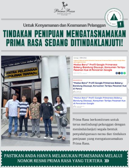 Tindakan Penipuan mengatasnamakan Prima Rasa sedang ditindaklanjuti